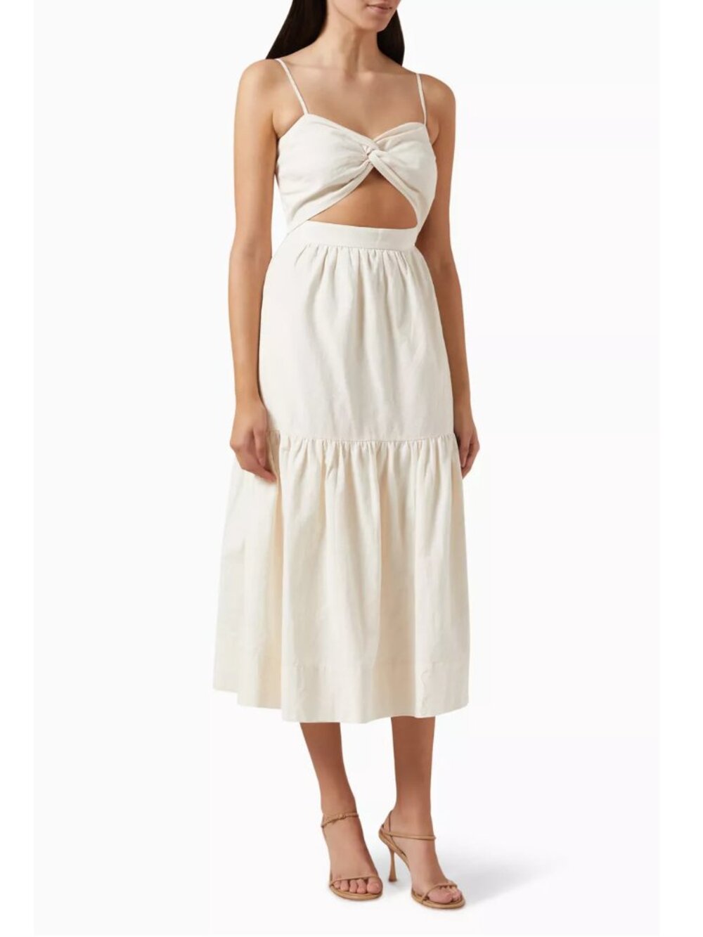 Shona Joy *NEW* Cecilia Twist Bodice Midi Dress in Linen - Picture 5 of 17